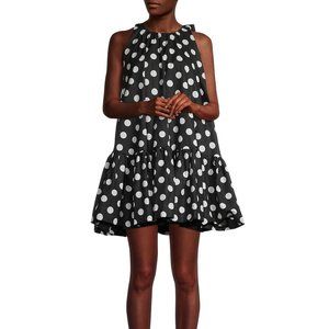 Black Halo Zuma Polka Dot Cotton Dress Large